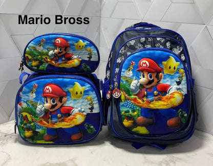 Trío 3D Morral + Lonchera + Cartuchera DE REGRESO A CLASES 📚📚📓📔📕📗📘