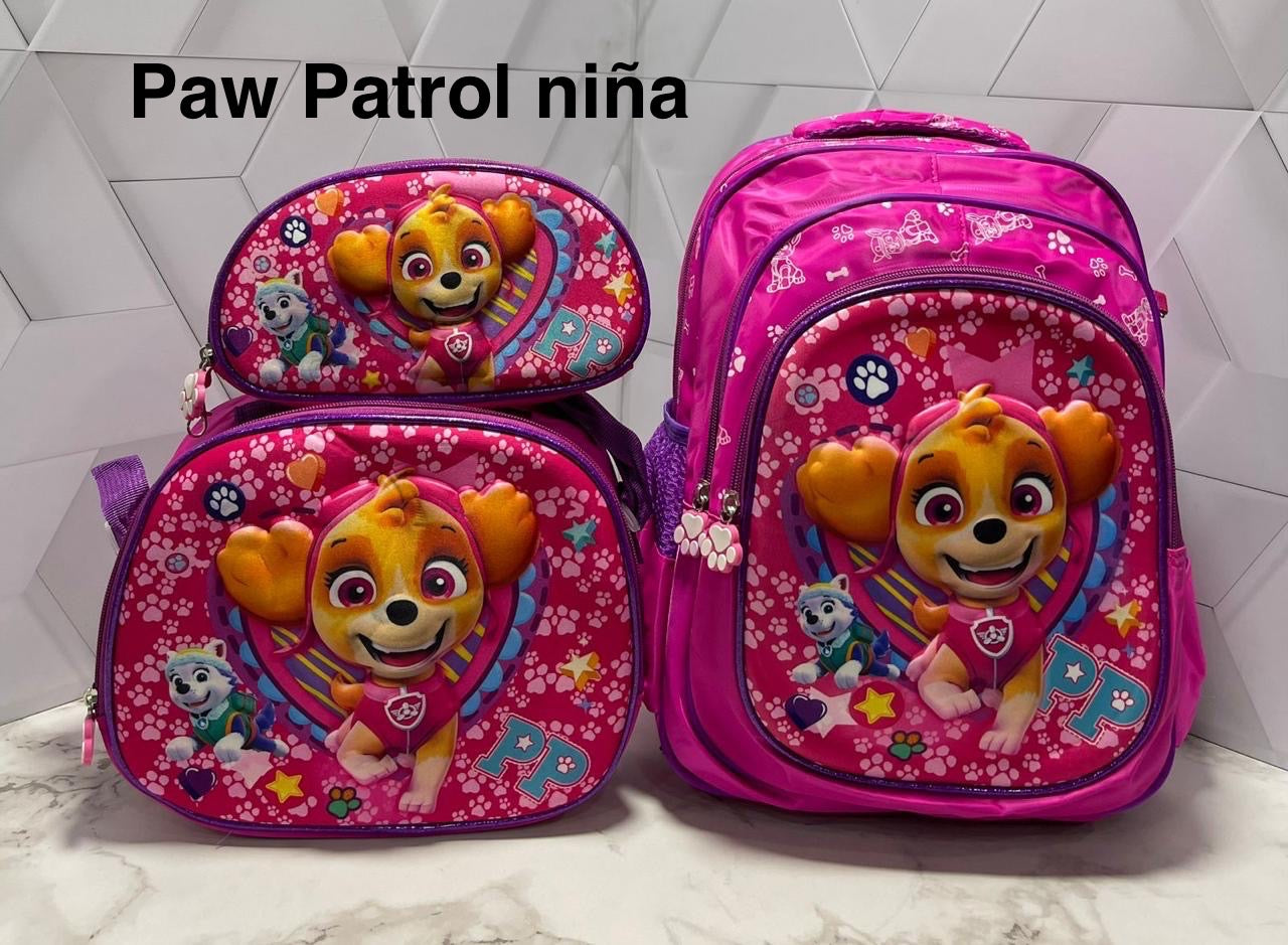 Trío 3D Morral + Lonchera + Cartuchera DE REGRESO A CLASES 📚📚📓📔📕📗📘