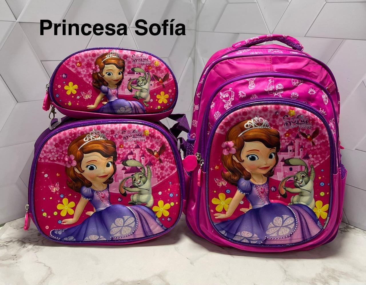 Trío 3D Morral + Lonchera + Cartuchera DE REGRESO A CLASES 📚📚📓📔📕📗📘