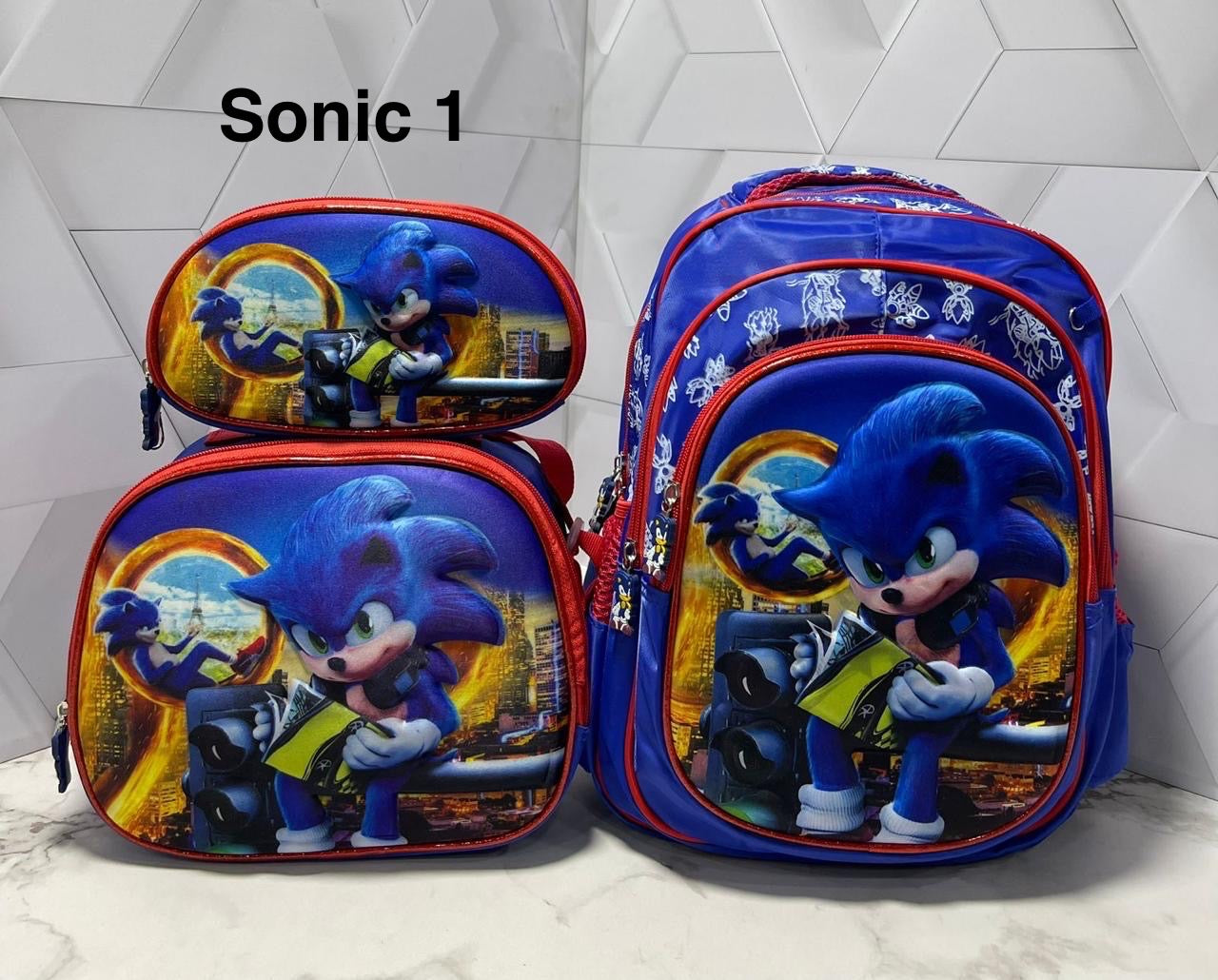 Trío 3D Morral + Lonchera + Cartuchera DE REGRESO A CLASES 📚📚📓📔📕📗📘